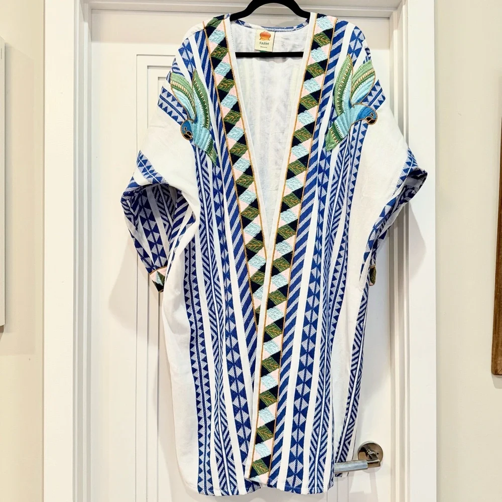 FARM Rio Blue and White Geometric Coverup - Picture 10 of 10